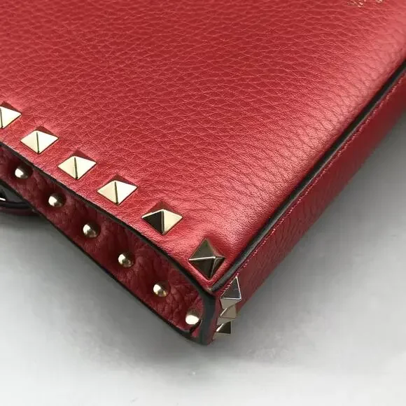 Valentino Garavani Rockstud Small Crossbody Bag Red Grainy Calfskin - Picture 8 of 15